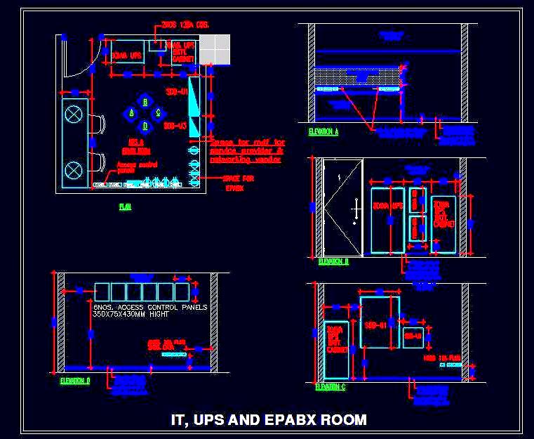 Server Room Electrical Layout Plan with UPS - AutoCAD DWG